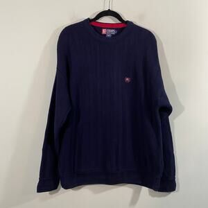 VTG 90s Chaps X Ralph Lauren Navy Crest Logo Sweater Size L Made In USA